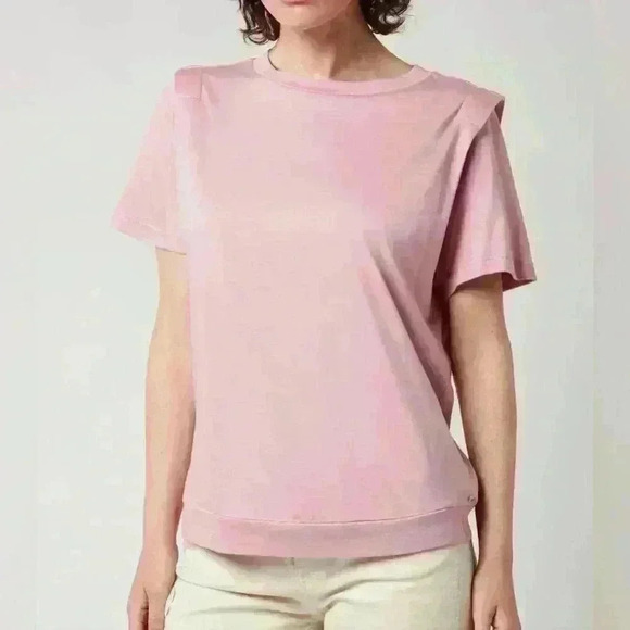 Ted Baker London Women's Klaaraa Structured Shoulder Dusky Pink T-Shirt Size 4. - Picture 1 of 9